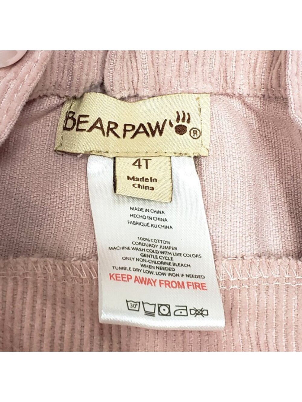 BearPaw Girls Pink Corduroy Jumper Dress Size 4T - Picture 4 of 8